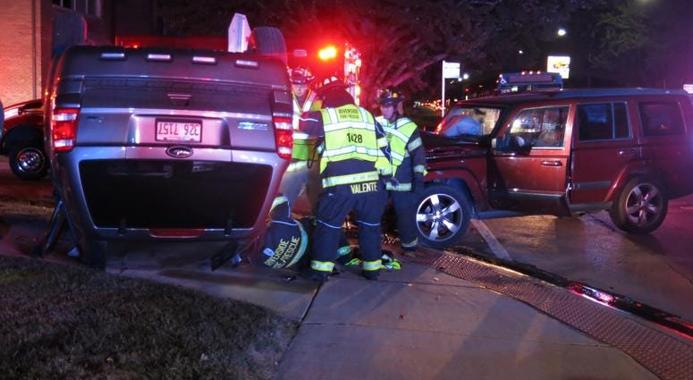 Riverside authorities investigate a rollover crash that sent an entire family to a hospital on Aug. 9, 2018. Riverside authorities investigate a rollover crash that sent an entire family to a hospital on Aug. 9, 2018.