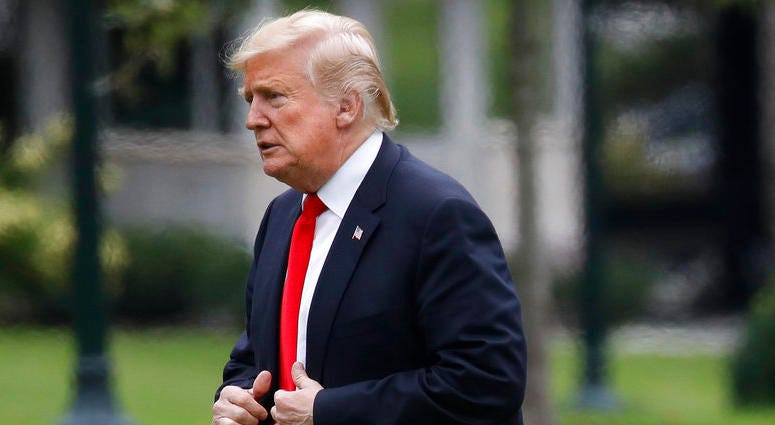 President Donald Trump walks across the South Lawn on return from New York City, Thursday, Sept. 27, 2018, at the White House in Washington. (AP Photo/Jacquelyn Martin) President Donald Trump walks across the South Lawn on return from New York City, Thursday, Sept. 27, 2018, at the White House in Washington. (AP Photo/Jacquelyn Martin)