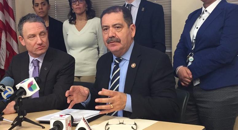 Congressman Chuy Garcia holds a media availability with advocates and the leaders of community organizations impacted by the government shutdown.
