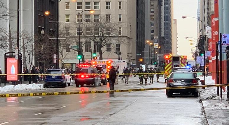 Several blocks of Clark Street were closed in the Loop Tuesday morning as authorities responded to a hazardous materials situation at a parking garage near the Thompson Center.