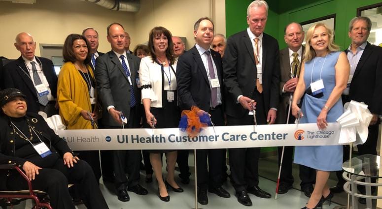 The Chicago Lighthouse, an organization that serves the visually impaired and disabled, held a ribbon-cutting ceremony Wednesday for the renovation and expansion of its state-of-the-art, fully accessible UI Health Customer Care Center. The Chicago Lighthouse, an organization that serves the visually impaired and disabled, held a ribbon-cutting ceremony Wednesday for the renovation and expansion of its state-of-the-art, fully accessible UI Health Customer Care Center.