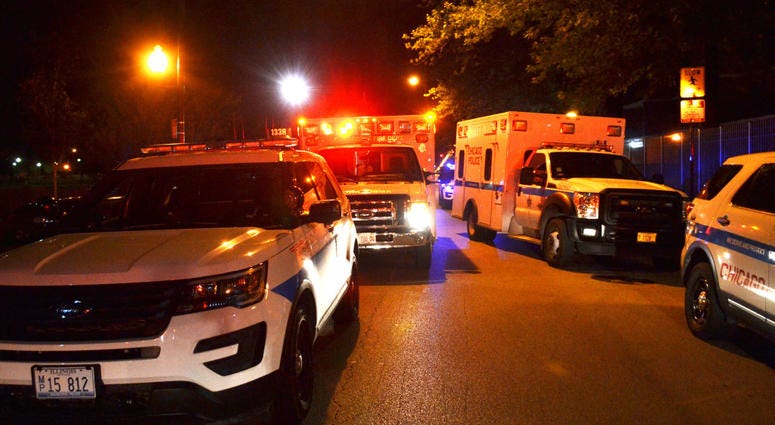 Police investigate a shooting about 2:30 a.m. Wednesday, September 12, 2018 in the 3000 block of South Indiana Ave. in Chicago.