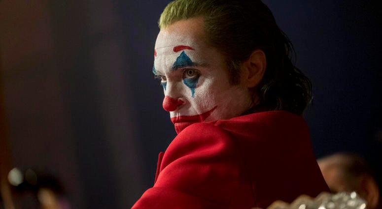 his image released by Warner Bros. Pictures shows Joaquin Phoenix in a scene from "Joker," in theaters on Oct. 4. his image released by Warner Bros. Pictures shows Joaquin Phoenix in a scene from "Joker," in theaters on Oct. 4.
