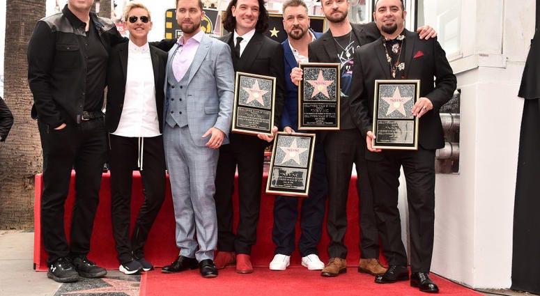 Carson Daly, Ellen Degeneres, Lance Bass, JC Chasez, Joey Fatone, Justin Timberlake and Chris Kirkpatrick at a ceremony honoring 'NSYNC with a star on the Hollywood Walk of Fame on April 30, 2018 in Hollywood, California Carson Daly, Ellen Degeneres, Lance Bass, JC Chasez, Joey Fatone, Justin Timberlake and Chris Kirkpatrick at a ceremony honoring 'NSYNC with a star on the Hollywood Walk of Fame on April 30, 2018 in Hollywood, California