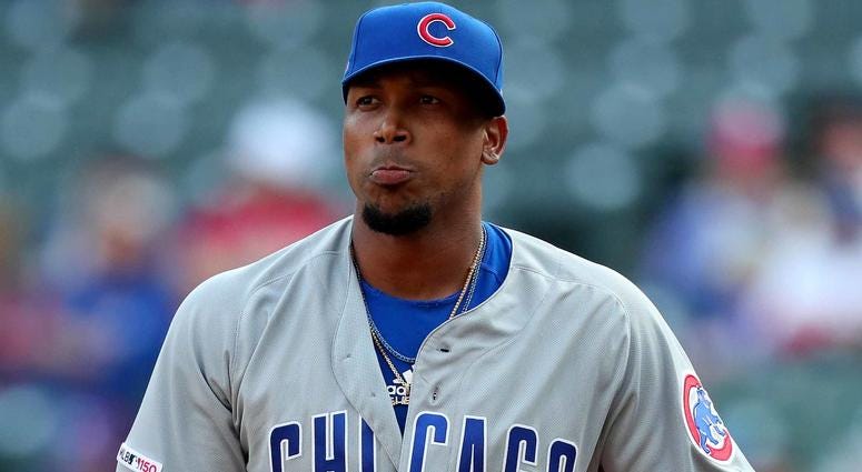 Pedro Strop Chicago Cubs reliever Pedro Strop stands on the mound.
