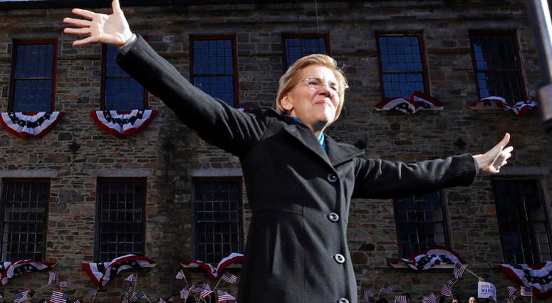 Sen. Elizabeth Warren, D-Mass., acknowledges cheers as she takes the stage during an event to formally launch her presidential campaign, Saturday, Feb. 9, 2019, in Lawrence, Mass. Sen. Elizabeth Warren, D-Mass., acknowledges cheers as she takes the stage during an event to formally launch her presidential campaign, Saturday, Feb. 9, 2019, in Lawrence, Mass.
