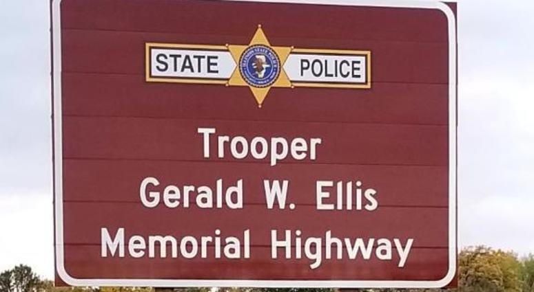 A portion of I-94 was dedicated Oct. 21, 2019, in honor of Trooper Gerald Ellis. A portion of I-94 was dedicated Oct. 21, 2019, in honor of Trooper Gerald Ellis.