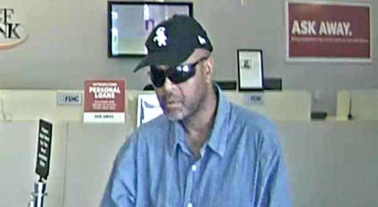 A video surveillance frame shows the suspect in a TCF Bank robbery in Oak Lawn on Oct. 8, 2019. A video surveillance frame shows the suspect in a TCF Bank robbery in Oak Lawn on Oct. 8, 2019.