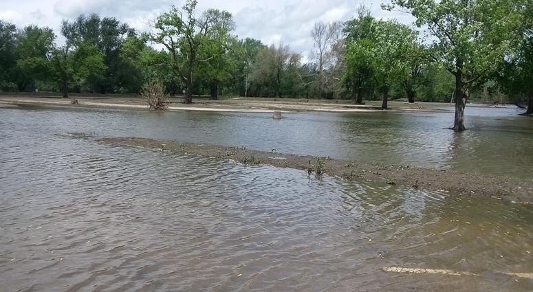 Flooding at Starved Rock's parking lots Flooding at Starved Rock's parking lots