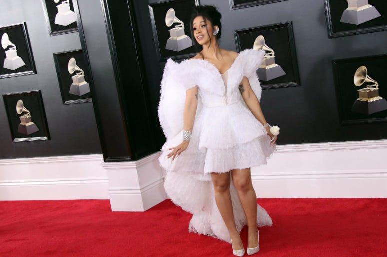 Cardi B arrives at the 60th Annual Grammy Awards at Madison Square Garden. Cardi B arrives at the 60th Annual Grammy Awards at Madison Square Garden.