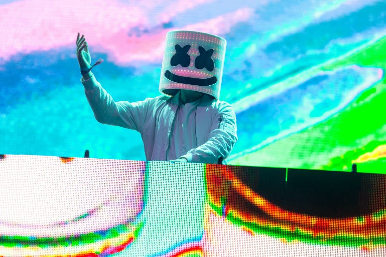 Marshmello Marshmello during Bonnaroo Music and Arts Festival at Great Stage Park on June 10, 2017, in Manchester, Tennessee