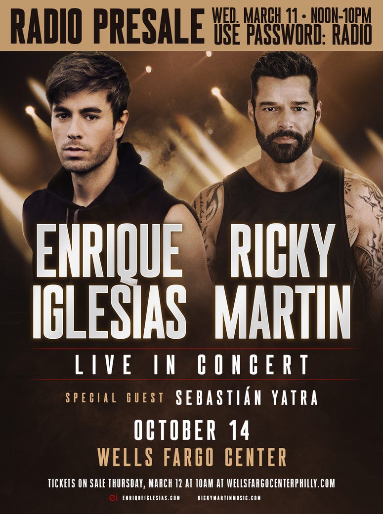 See Enrique Iglesias & Ricky Martin with Sebastian Yatra at the Wells Fargo Center on October 14, 2020!