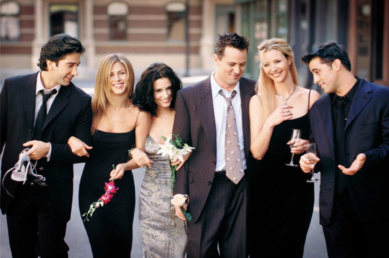 F.R.I.E.N.D.S. Cast Cast Members Of NBC's Comedy Series "Friends." Pictured (L To R): David Schwimmer As Ross Geller, Jennifer Aniston As Rachel Cook, Courteney Cox As Monica Geller, Matthew Perry As Chandler Bing, Lisa Kudrow As Phoebe Buffay And Matt Leblanc As Joey Tribbi