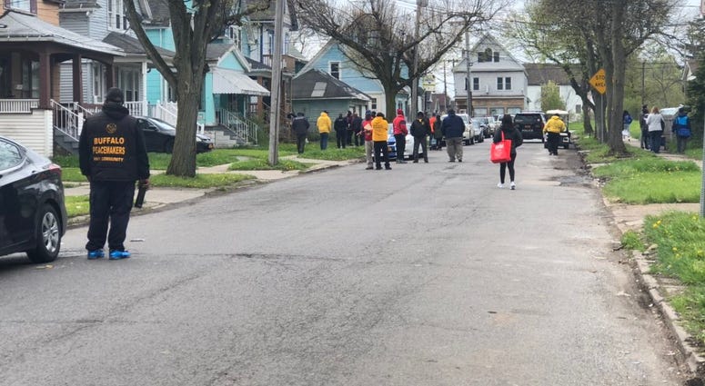 Buffalo Police on the east side meeting with residents. May 15, 2019 WBEN Photo/Mike Baggerman