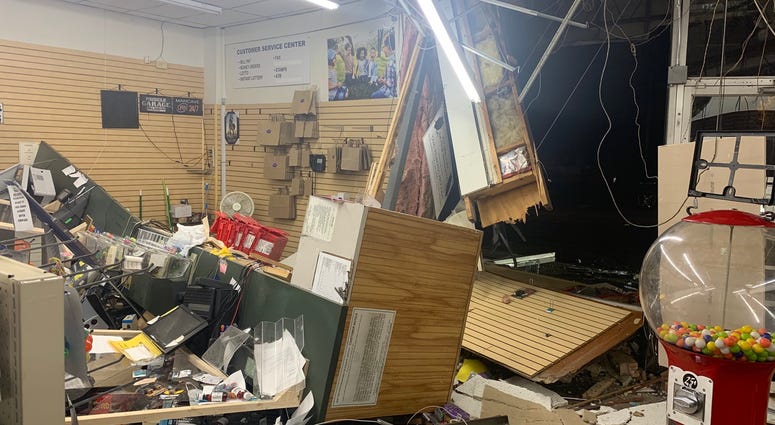 Damage inside Black Rock Pharmacy after night of violence