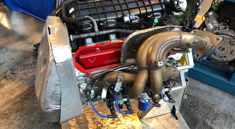 Engine for the 2020 Corvette Stingray at Tonawanda Engine Plant. July 23, 2019 (WBEN Photo/Mike Baggerman)