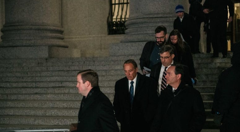 Chris Collins leaves the US Federal Courthouse in Manhattan following his 26-month prison sentence for insider trading and lying to the FBI. January 17, 2020 (Getty Images) Chris Collins leaves the US Federal Courthouse in Manhattan following his 26-month prison sentence for insider trading and lying to the FBI. January 17, 2020 (Getty Images)
