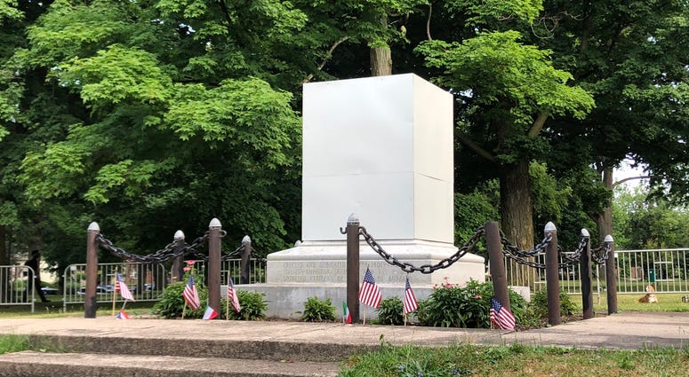 Columbus Park Removed Statue