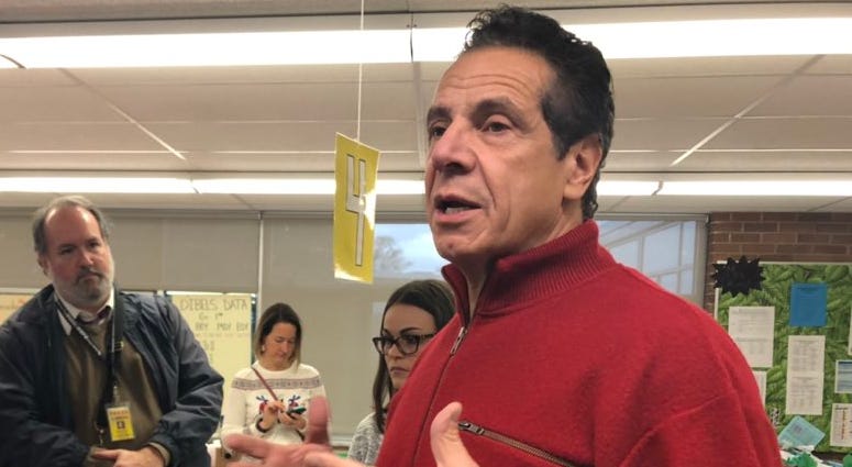 Governor Cuomo talking to media in Buffalo on December 21, 2018.