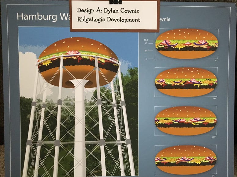 Hamburger Water Tower design. Photo courtesy of Chris Hannotte
