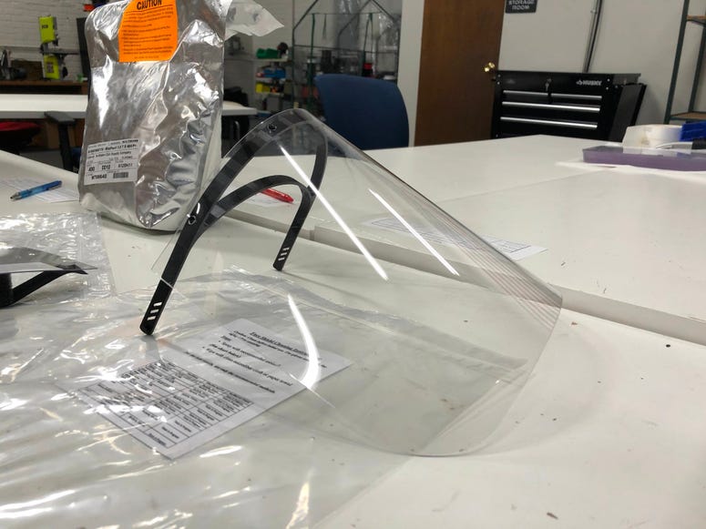 Face shield manufacturered by Tonawanda-based Innosek. July 13, 2020 (WBEN Photo/Mike Baggerman) Face shield manufacturered by Tonawanda-based Innosek. July 13, 2020 (WBEN Photo/Mike Baggerman)