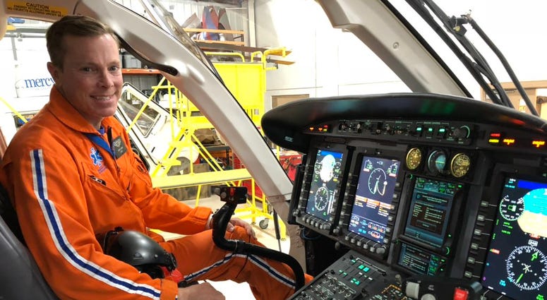 Gregg Gray, a pilot for Mercy Flight, shows off the cockpit of the Bell 429. November 14, 2018 (WBEN Photo/Mike Baggerman)