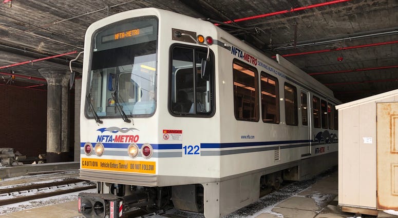 NFTA Metro Rail stationed inside the DL&W Terminal. January 10, 2019 (WBEN Photo/Mike Baggerman)