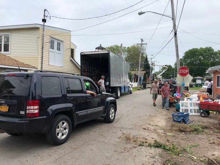 Crews for A Quiet Place 2 break down equipment in Olcott. July 11, 2019 (WBEN Photo/Mike Baggerman)
