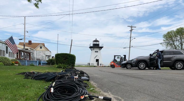 Crews for A Quiet Place 2 break down equipment in Olcott. July 11, 2019 (WBEN Photo/Mike Baggerman)
