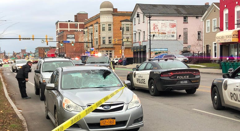Pedestrian-involved accident on Niagara Street in Buffalo. November 27, 2019 (WBEN Photo/Brendan Keany) Pedestrian-involved accident on Niagara Street in Buffalo. November 27, 2019 (WBEN Photo/Brendan Keany)