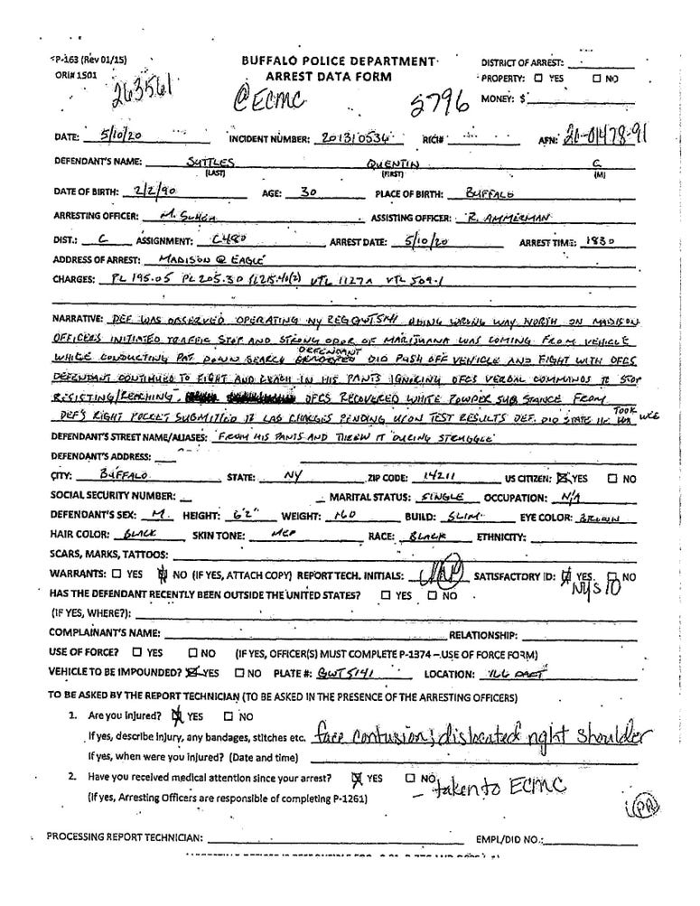 Quentin Suttles police report