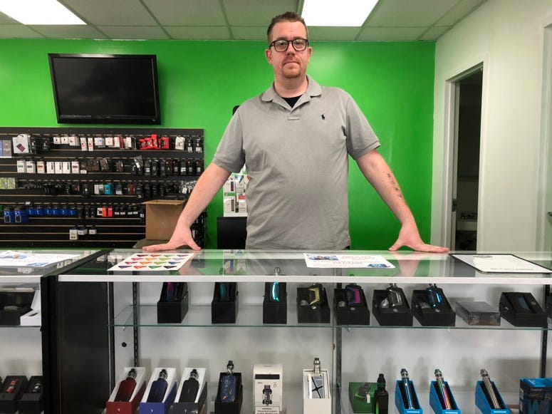 Randy Sharpe at Premier Vape on Union Road in Cheektowaga. September 16, 2019 (WBEN Photo/Mike Baggerman)