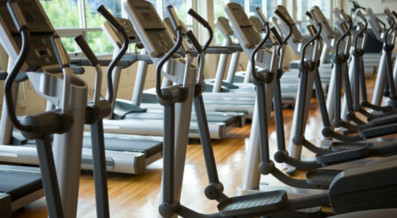 Empty stair climbers at a closed fitness center