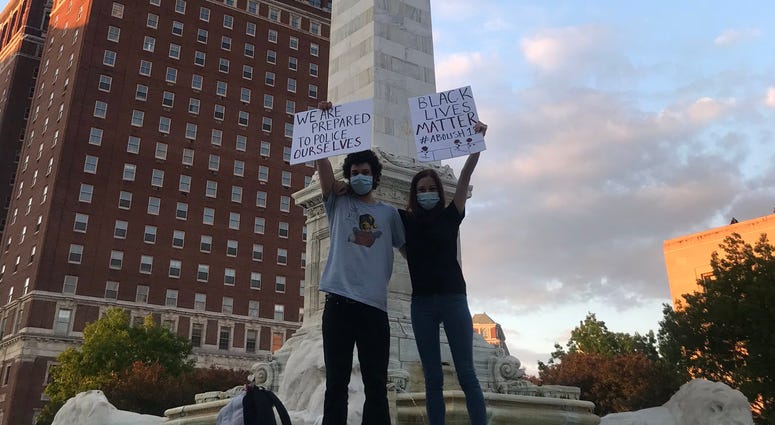 Demonstrators in Niagara Square Saturday/WBEN Photo