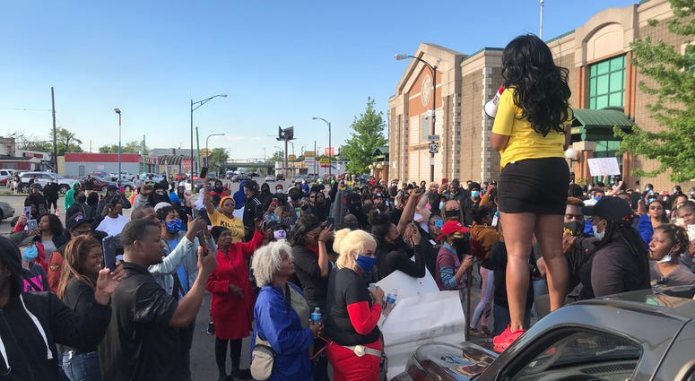 Protesters gather in front of Buffalo Police E District