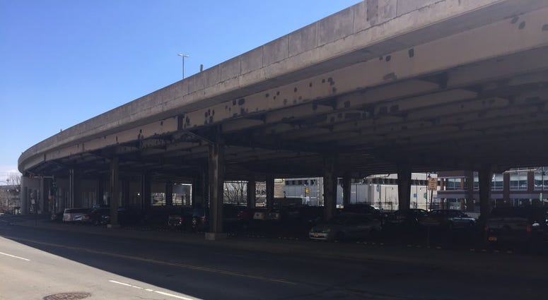The location of the transportation Hub underneath the 190 at Washington & Exchange (WBEN Photo/Mike Baggerman)