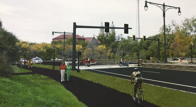 Bike path rendering of the Scajaquada Boulevard (WBEN Photo/Mike Baggerman)