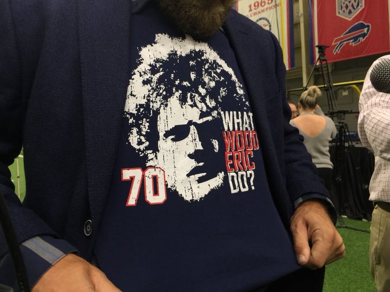 Ryan Fitzpatrick's "What Wood Eric Do" t-shirt (WBEN Photo/Mike Baggerman)