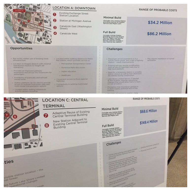 Both proposals for Downtown and Central Terminal Locations