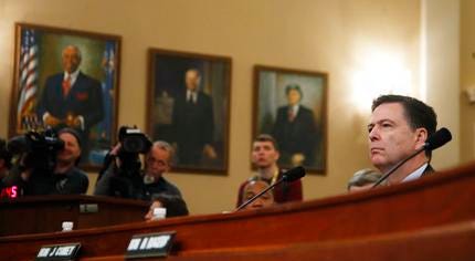 FBI Director James Comey testifies on Capitol Hill in Washington, Monday, March 20, 2017, before the House Intelligence Committee hearing on allegations of Russian interference in the 2016 U.S. presidential election.