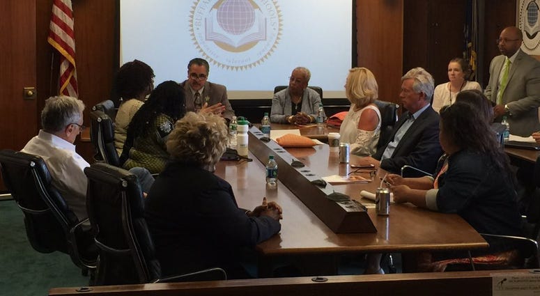 Buffalo School Board at Wednesday's Re-Organization Meeting (WBEN Photo/Mike Baggerman)