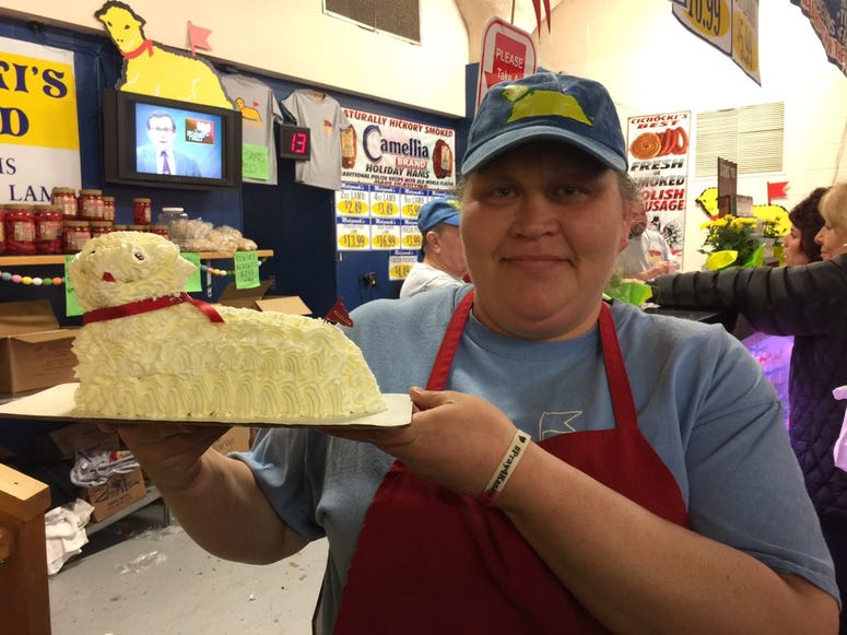 Sheila Dombrowski and the famous Butter Lamb (WBEN Photo/Mike Baggerman)