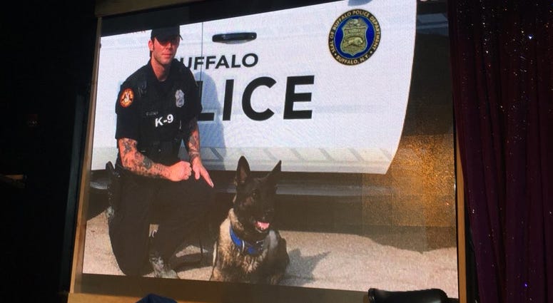 Officer Craig Lehner's photo at the Club Marcella benefit on Thursday night (WBEN Photo/Mike Baggerman)