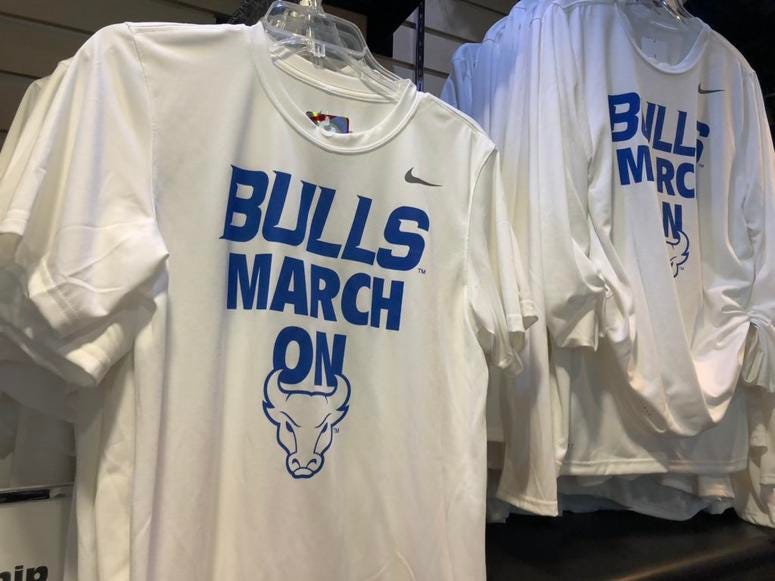 UB Bulls Merchandise at the Campus Tees store. March 21, 2019 (WBEN Photo/Mike Baggerman)