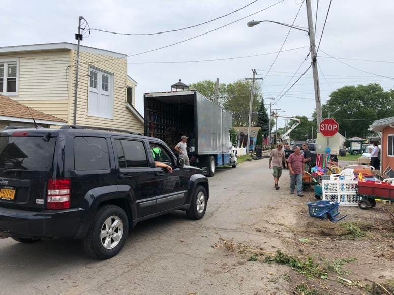 Crews for A Quiet Place 2 break down equipment in Olcott. July 11, 2019 (WBEN Photo/Mike Baggerman)