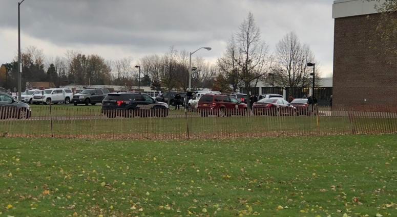 Amherst Police responding to a bomb threat at Williamsville North High School. November 13, 2018 (WBEN Photo/Mike Baggerman)