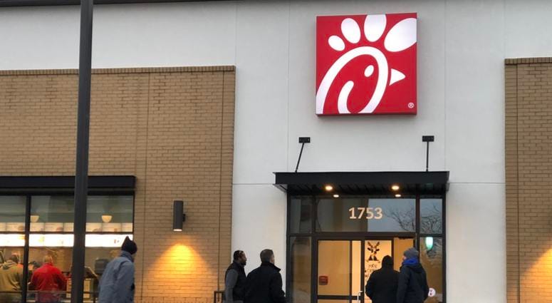 Chick-FIl-A holds grand opening on Walden Avenue in Cheektowaga. November 29, 2018 (WBEN Photo/Mike Baggerman)