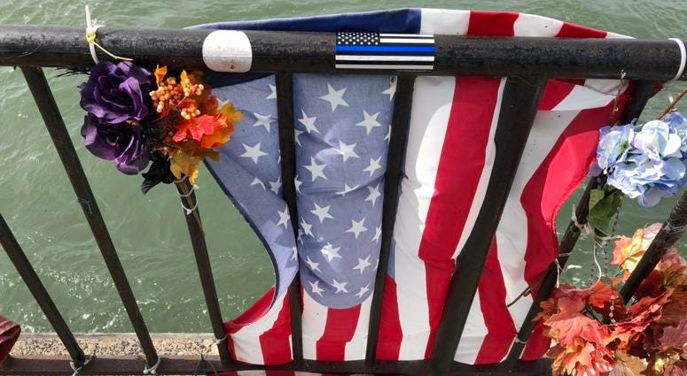 Memorial for Buffalo Police Lieutenant Craig Lehner at Broderick Park. October 11, 2018 (WBEN Photo/Mike Baggerman)