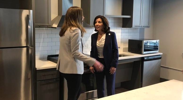 Lieutenant Governor Kathy Hochul gets a tour of AP Lofts at Larkinville. April 4, 2019 (WBEN Photo/Mike Baggerman)