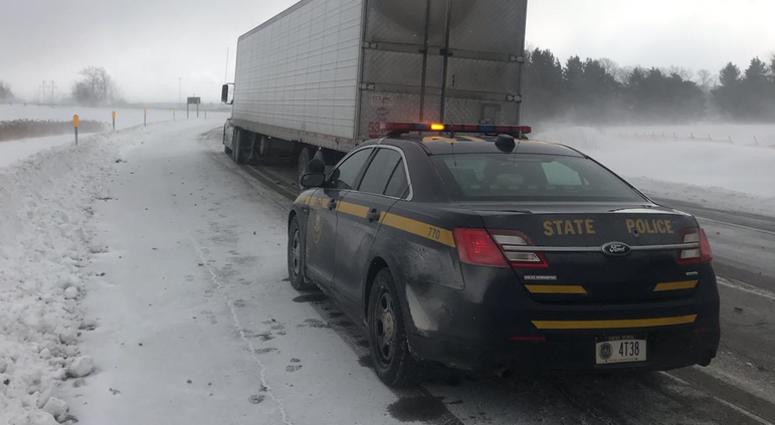 A tractor trailer pulled over in Grand Island. January 30, 2019 (Photo via NYS Police)
